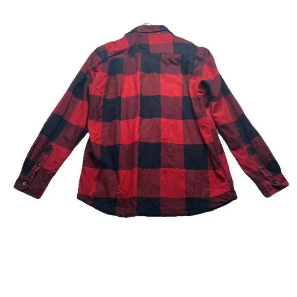 Carhartt Flannel Fleece-Lined Jacket Red Checkered Plaid Padded L Large Outdoors - Picture 11 of 12